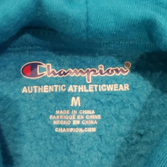 Kids Champion unisex turquoise hooded sweatshirt size M - Picture 3 of 5